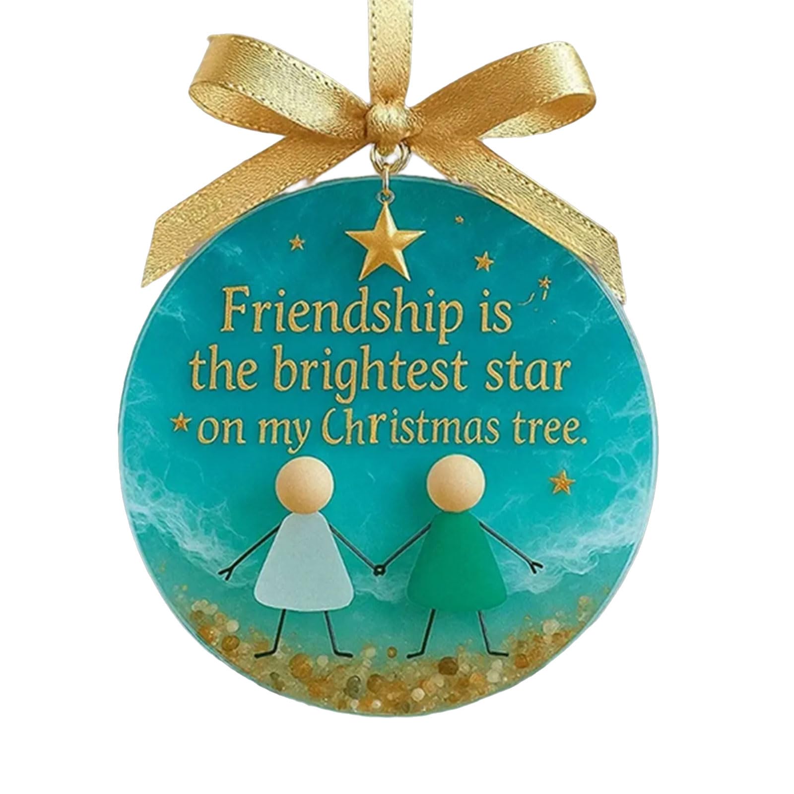 Yhplxyuus Handcrafted Sea Glass Friendship Bells Holiday Ornament Elegant Christmas Tree Decor for Home Party Artistic Sea Glass Friendship Bells Ornament Handcrafted Holiday Decoration