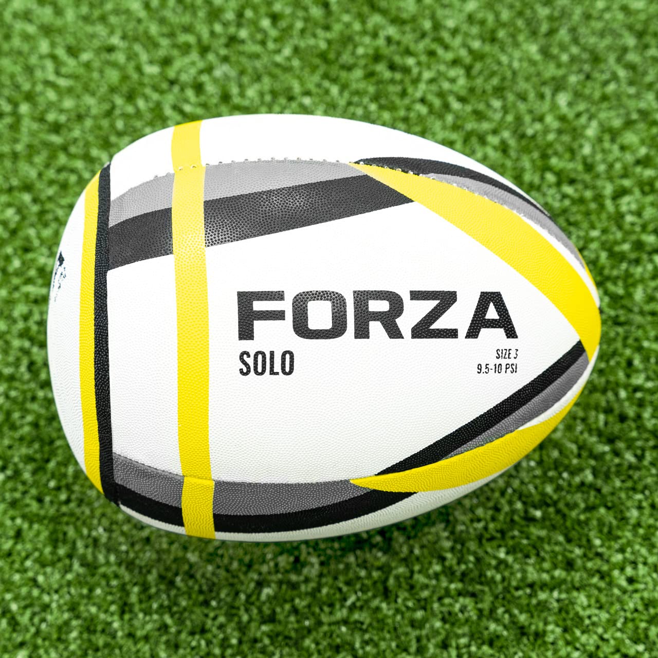 FORZA Rebounder Rugby Trainingsball | Rugby Übungsball für Pass- und Wurftechnik | Half-Shape Trainingshilfe für Einzelspieler | Robuste Gummi-Oberfläche | Größe 3, 4 & 5