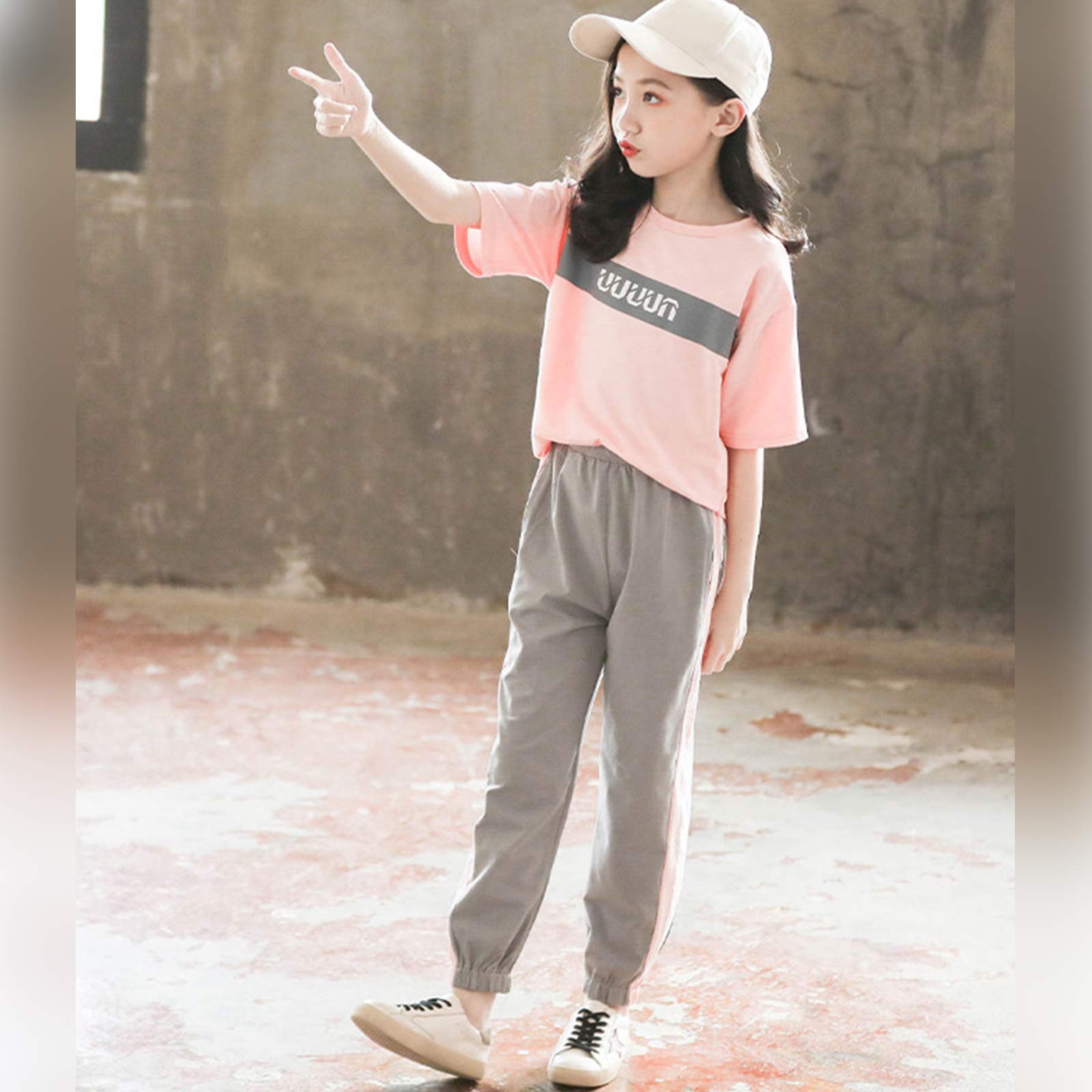 amropi Filles Ensembles Jogging Pantalon et Haut T-Shirt à Manches Courtes Eté Survêtement pour 3-12 Ans