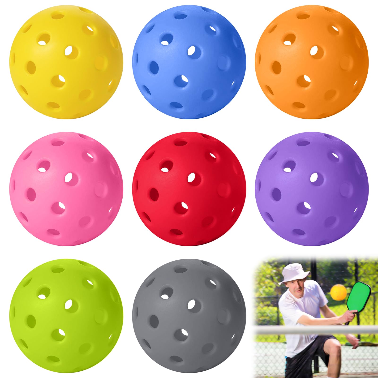 Lot de 8 balles de hockey Floorball & Unihockey + Ballon d'entraînement 40 trous