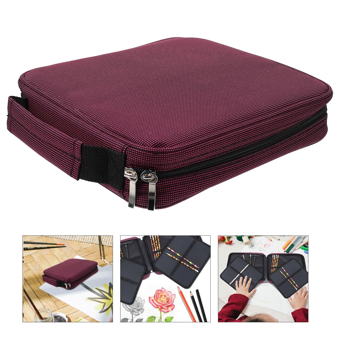 Holibanna 1Pezzi Sacchetto Portatile Astuccio Multifunzionale Per Cancelleria Con Cerniera Design Spazioso e Maniglia Per Facile Trasporto Per Scuola e Arte