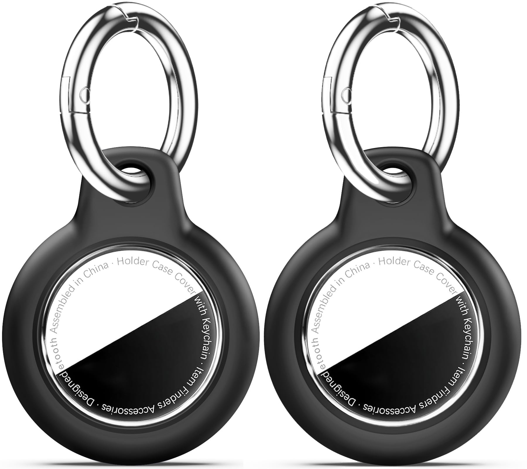 Car Key Chain for Apple AirTag,2 Pack PC Hard Shell Car Automotive Key Fob Cover with Metal Keyring for Vehicle Interior, Waterproof Tracker Case for Car SUV Truck Keys-Black