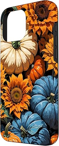 Miniatura 50 de Funda para iPhone 13 Pro Max Bonito arte de calabazas, girasoles y hojas de otoño
