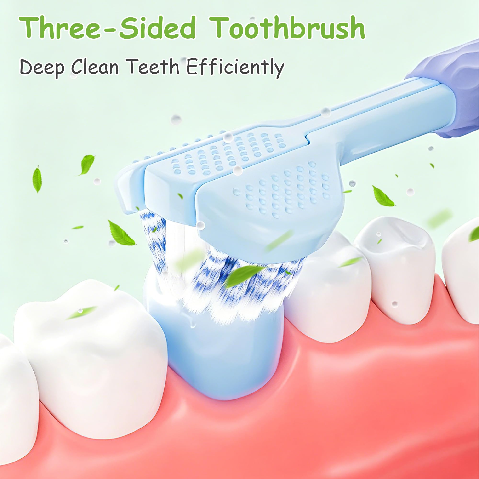 Cepillo de dientes para niños pequeños, cepillo de dientes de cerdas ultrasuaves para bebés de 1 a 12 años, eficiente cepillo de dientes infantil de 3 lados con raspador de lengua, mango