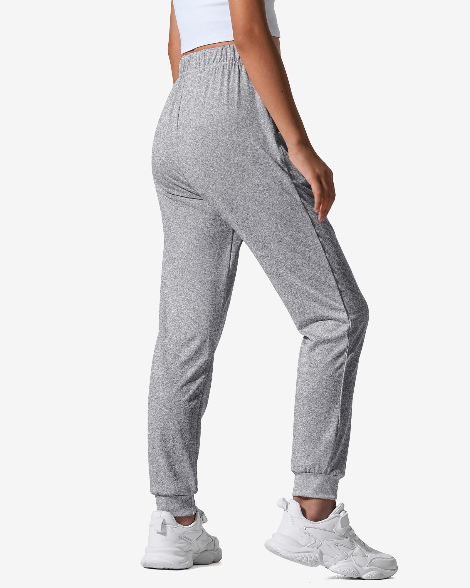Auranso Paquete de 3 pantalones deportivos casuales de secado rápido para niñas, pantalones deportivos para descansar, pantalones deportivos para correr con bolsillos