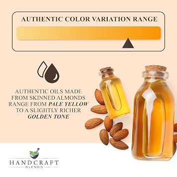 Handcraft Blends Organic Sweet Almond Oil | 100% Pure and Natural | Bath & Body Oil | Premium Grade Carrier Oil | Skin | Hair | Body | Massage | Hexane-Free | 8 Fl Oz