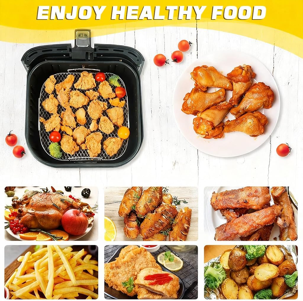HASTHIP® Square Air Fryer Rack, 3-Tier Stainless Steel Dehydrator Rack, Multi-Layer Air Fryer Accessories for Cosori, Ninja, Instant Vortex, Gourmia, Foodi Grill, Silver 2026 - view 7