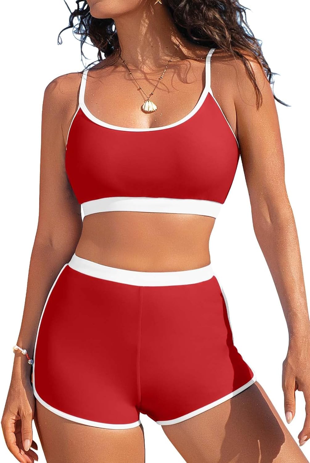 Herseas High Waisted Bikini Sets for Women - 2 Piece Tummy Control Swimsuits Modest Bathing Suit Shorts Swim Suits 2026