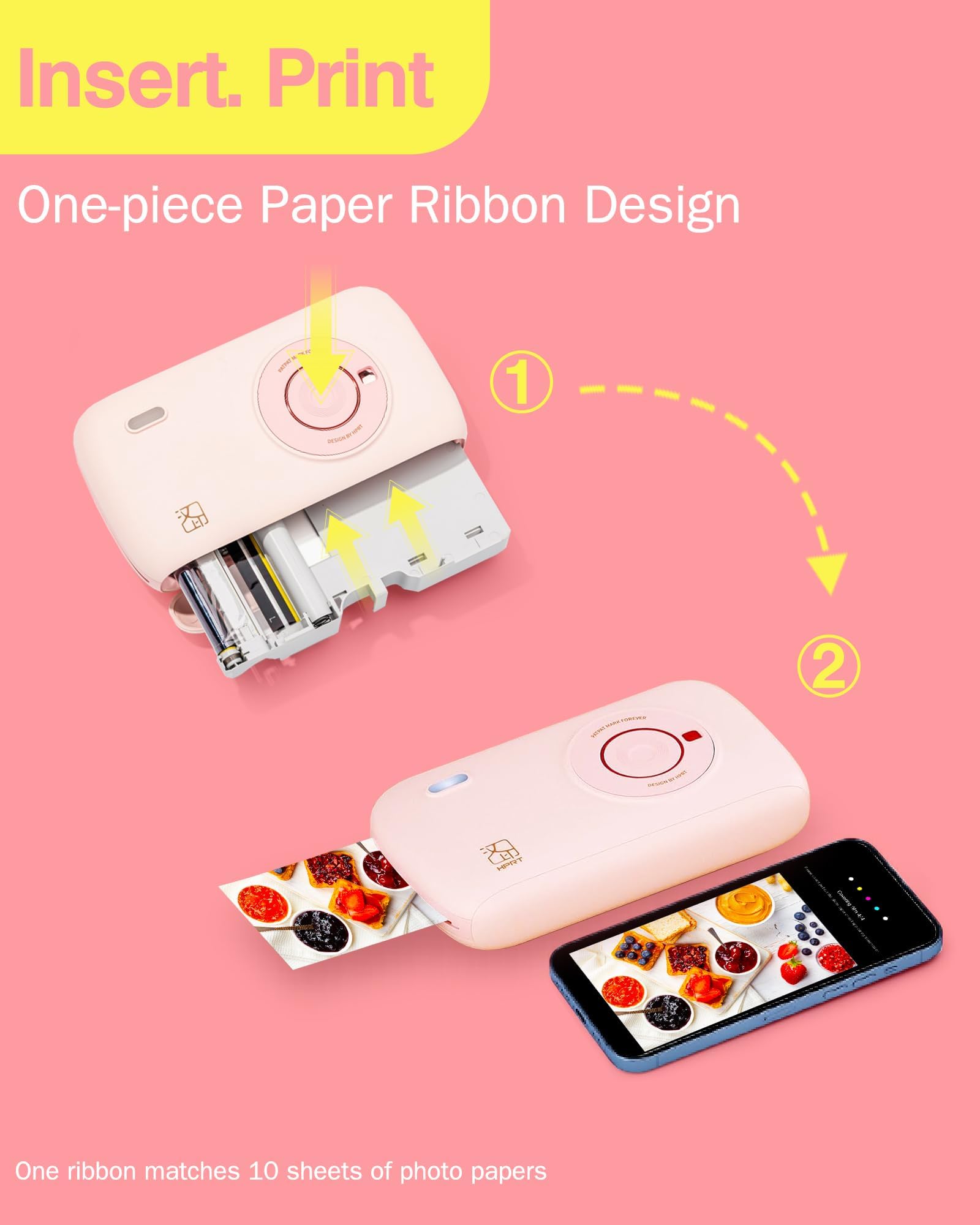 HPRT Einteiliges Fotopapierband für HPRT CP2100 Telefon-Drucker (50 Blatt)