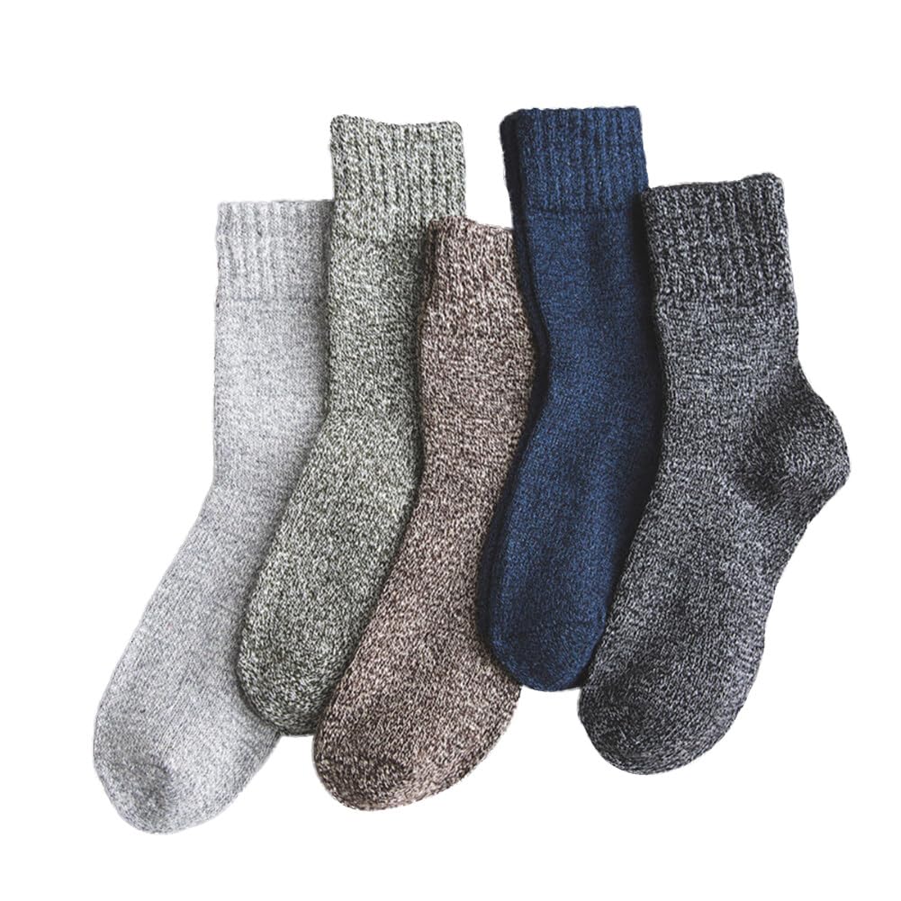 Surakey 5 Pairs Womens Socks Winter Wool Socks Cozy Knit Warm Socks Thickened Length Socks for Mountain Climbing, Skiing Cold Snowy Days, Type 6
