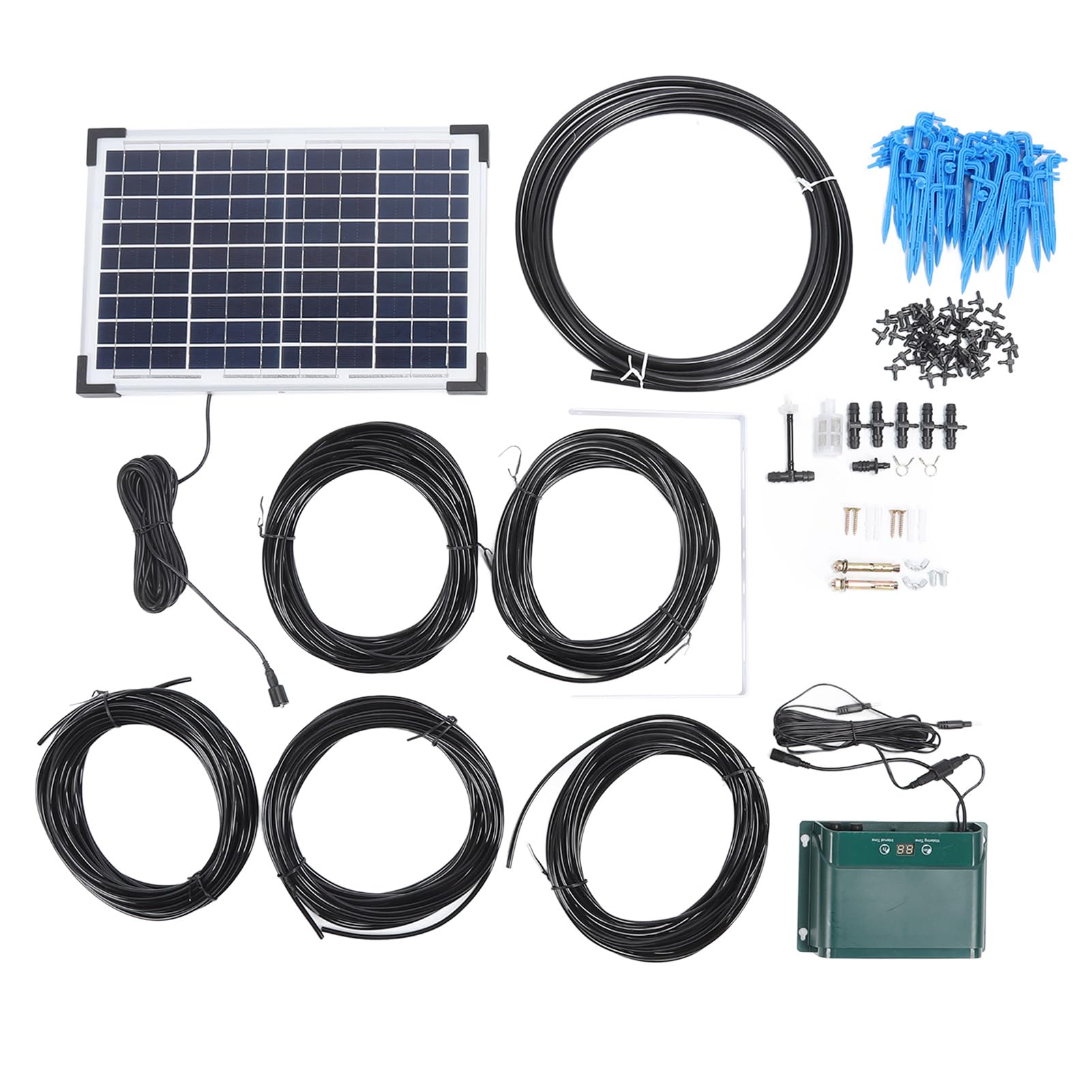 Kit di Irrigazione Solare Automatica a Goccia, di Irrigazione Efficiente per Giardini Interni Ed Esterni, Silicio Policristallino Durevole 18V 10W, Kit Completo