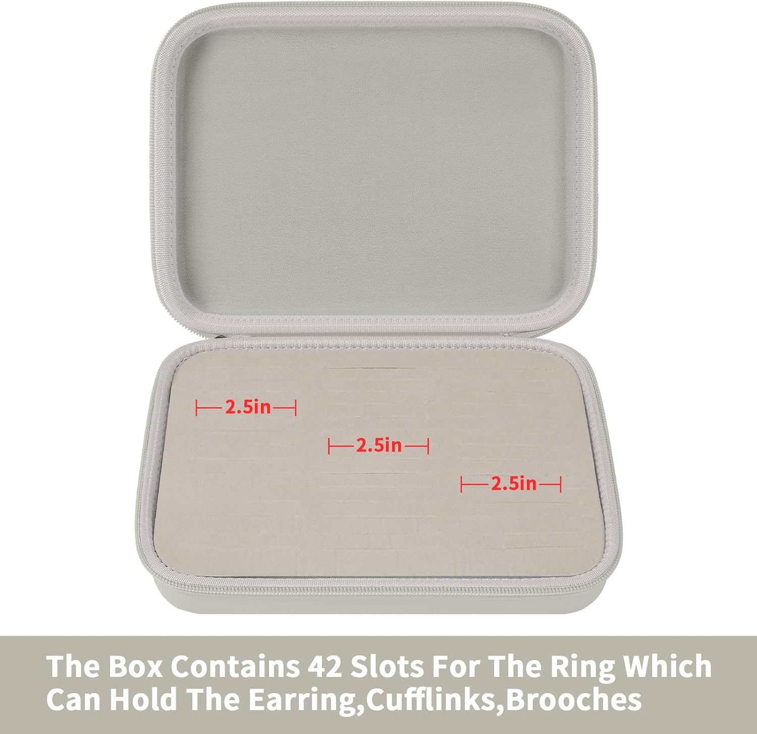 GWCASE Ring Organizer Box, 42-Slot Hard Shell Case for 50+ Rings, Grey image 5