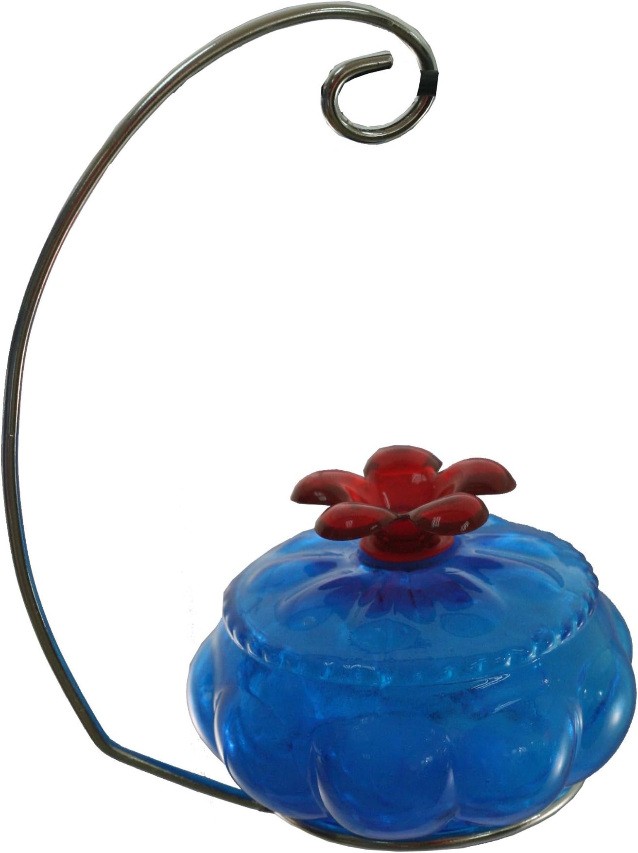Hand-blown Glass Hummingbird Feeder, Ocean Blue