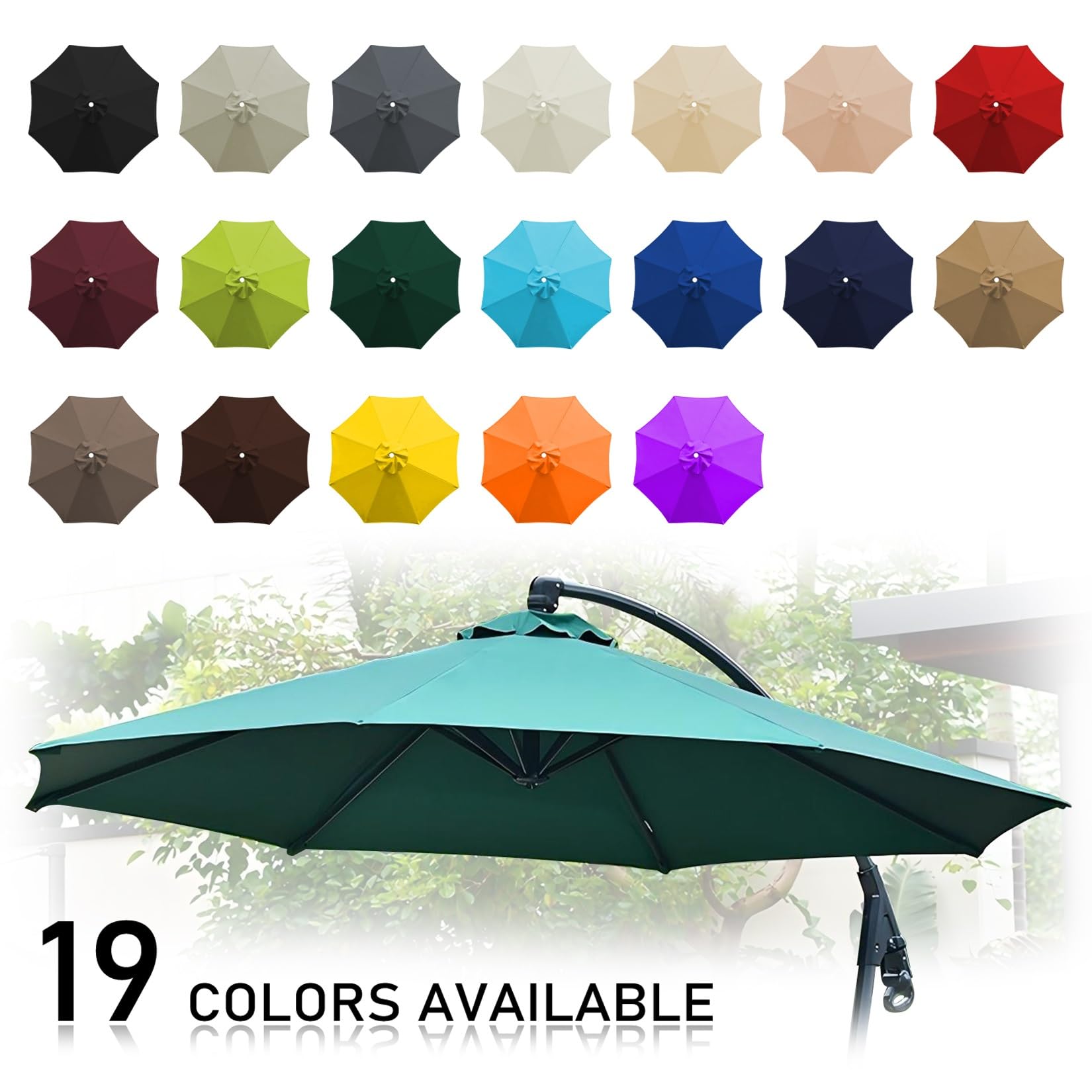 Cubierta impermeable para sombrilla de jardín al aire libre, repuesto para sombrillas de 2 a 3,5 m con 6 y 8 varillas, ideal para patio, playa, patio y uso en el mercado