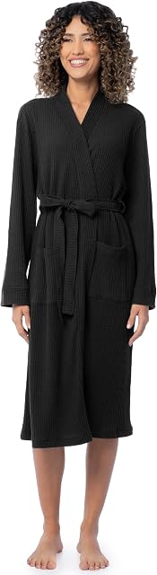 Fruit of the Loom Womens Lightweight Waffle Knit Kimono RobeBathrobe