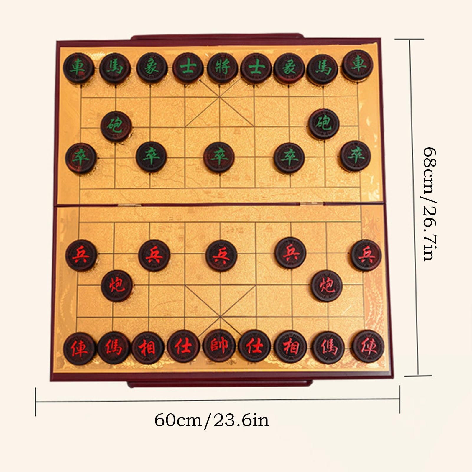 Juego de Mesa de Estrategia para 2 Jugadores, Juego de ajedrez Chino con Tablero Plegable y Piezas de Caoba, Juego de Viaje clásico Xiangqi (6 cm/2,4 Pulgadas)