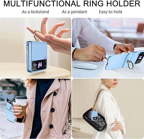 Miniatura 4 de Miimall Funda para Samsung Galaxy Z Flip 4 con soporte de anillo, funda para Galaxy Z Flip 4 con protección magnética de bisagra + protector de