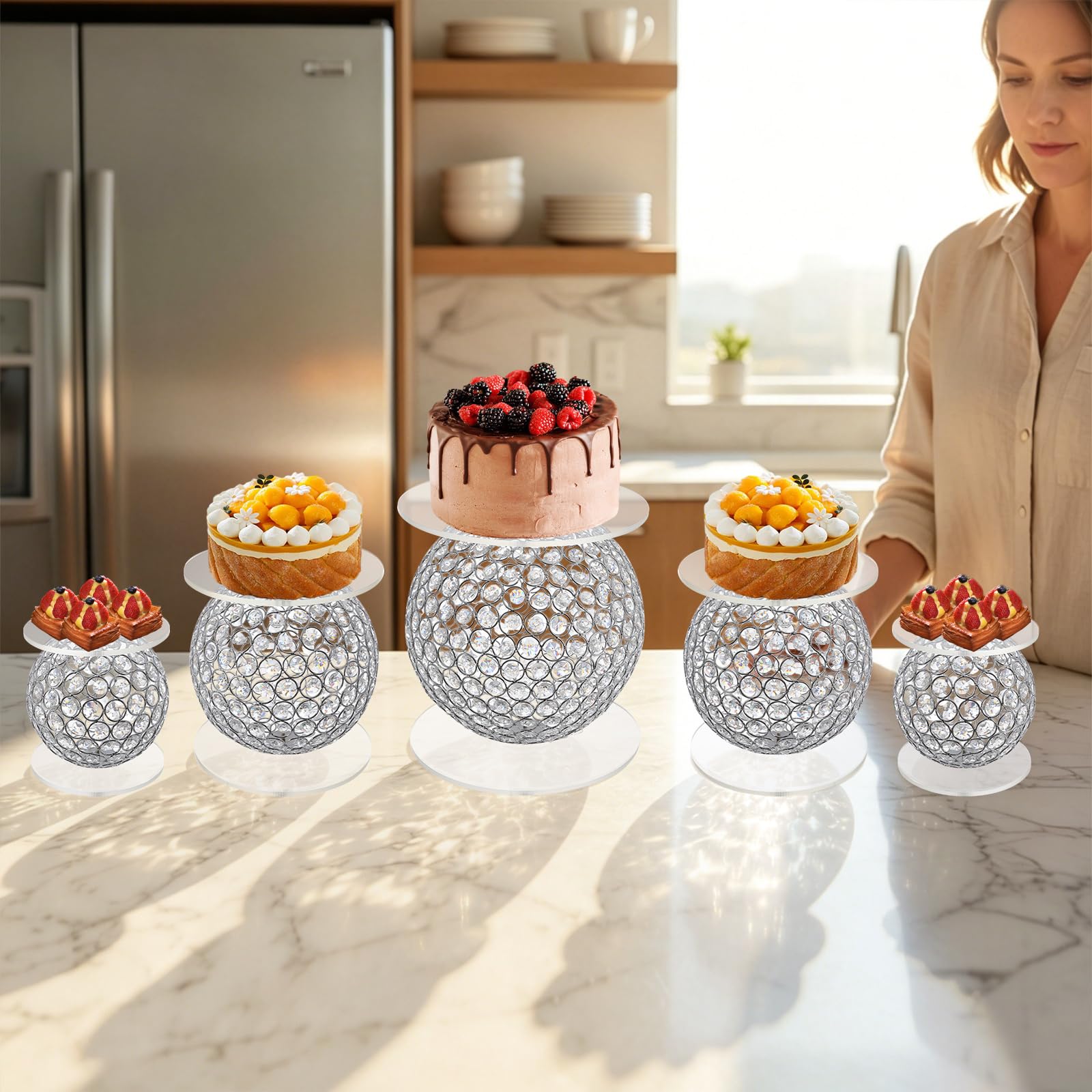 5 soportes acrílicos para tartas de boda, para banquetes