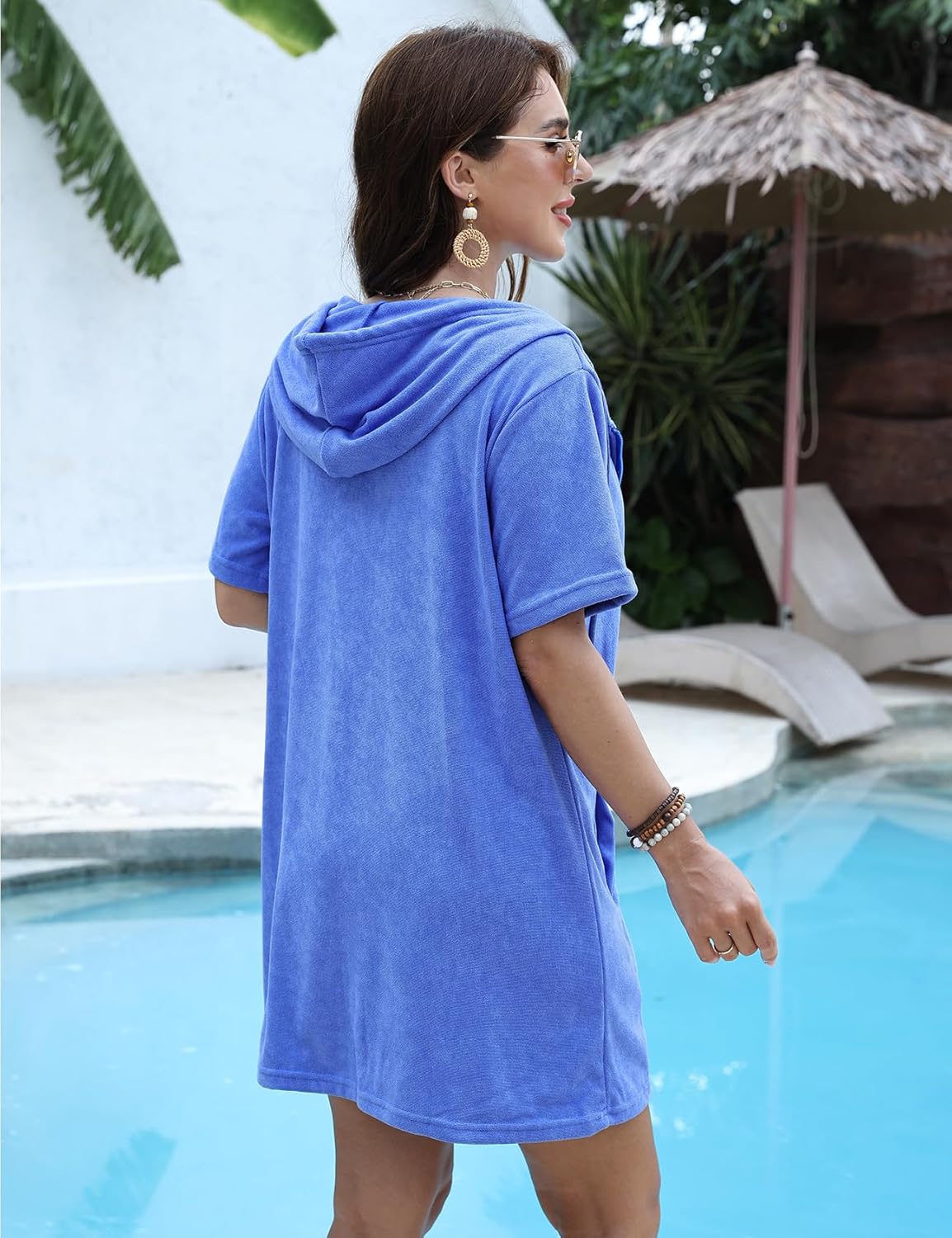 Gihuo Terry Cloth Swim Cover Up for Women Swimsuit Beach Bathing Swimwear Coverup Pool Towel Robe - Image 4