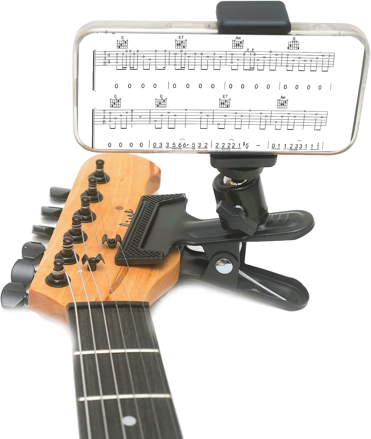 Guitar Bass Head Phone Holder Live Broadcast Bracket Clip Compatible with iPhone, Compatible with Samsung Smart Phones (Guitar Head Phone Holder)