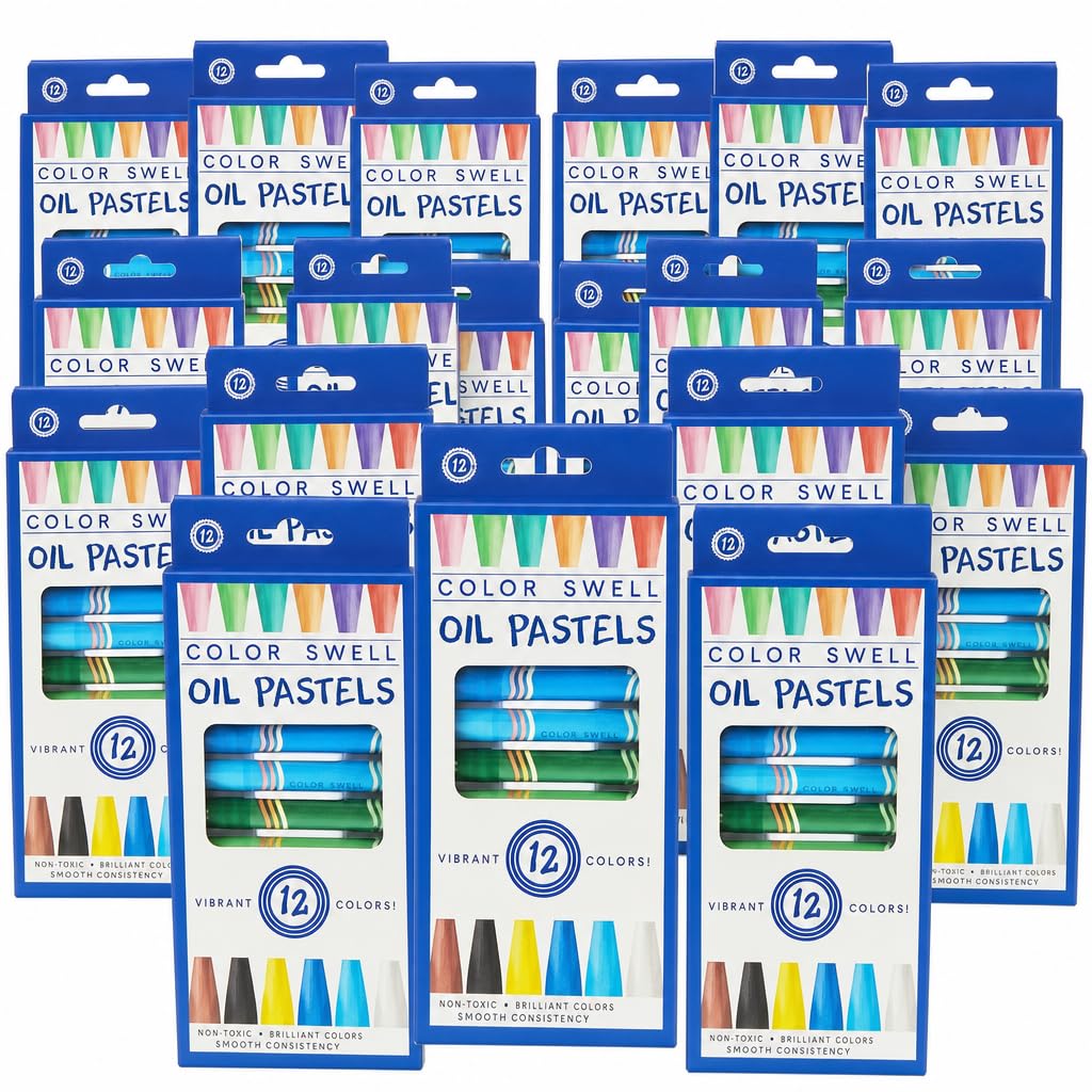 Color Swell Pastelli a olio sfusi – 36 confezioni con 12 colori ciascuno, perfetti per bambini, aule, feste, studenti, donazioni, bomboniere, pastelli a olio sfusi