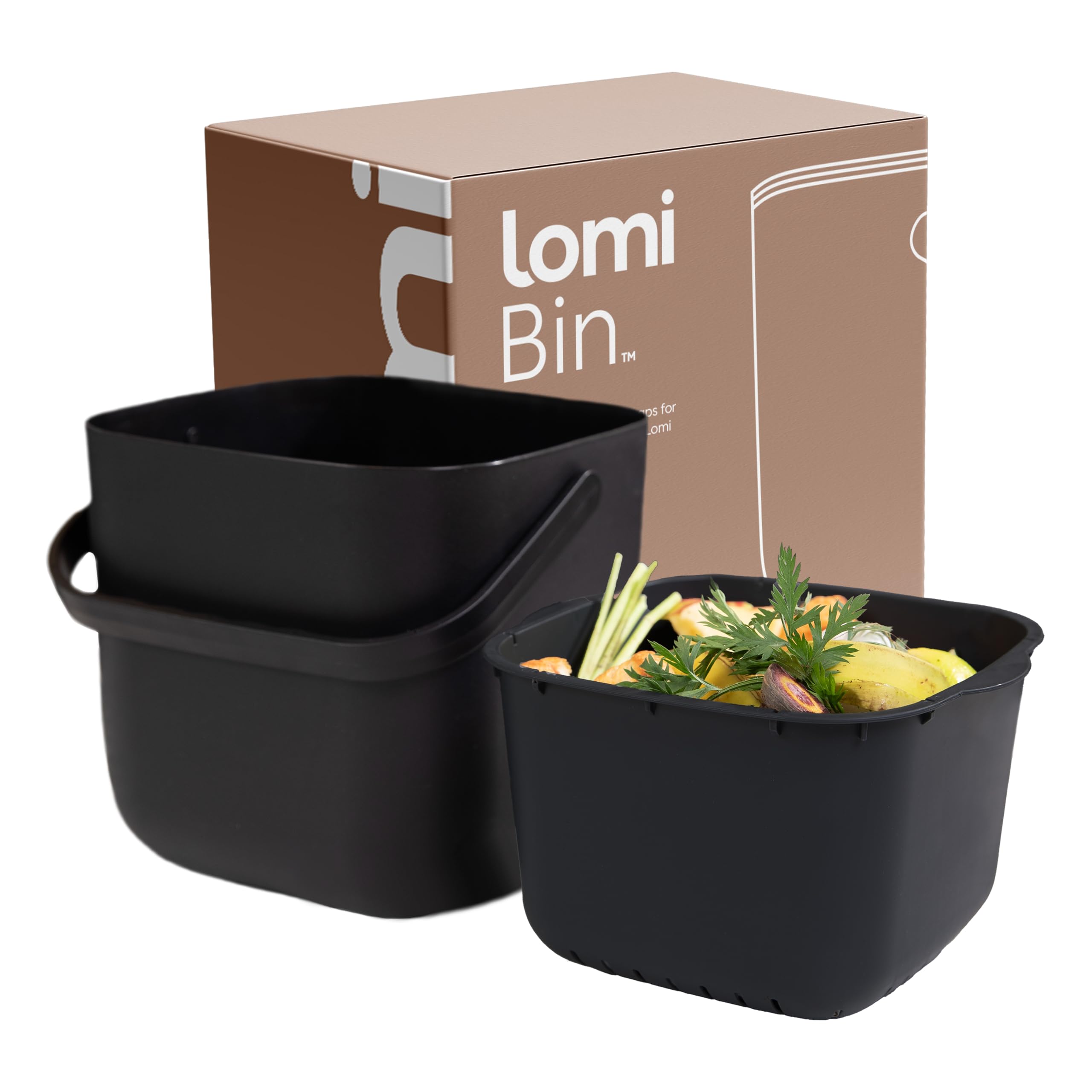 Person placing food scraps into a Lomi Compost Bin