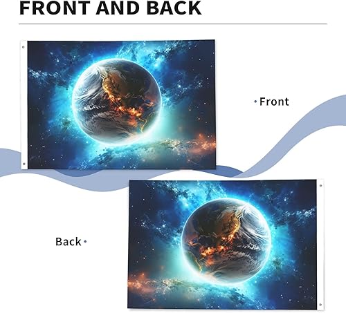 Miniatura 5 de Flag 2x3ft Banner Decoration with 2 Grommets Blue Earth In The Space Outside Decorations HD Printing 200D Heavy Duty Polyester Banners for Holiday
