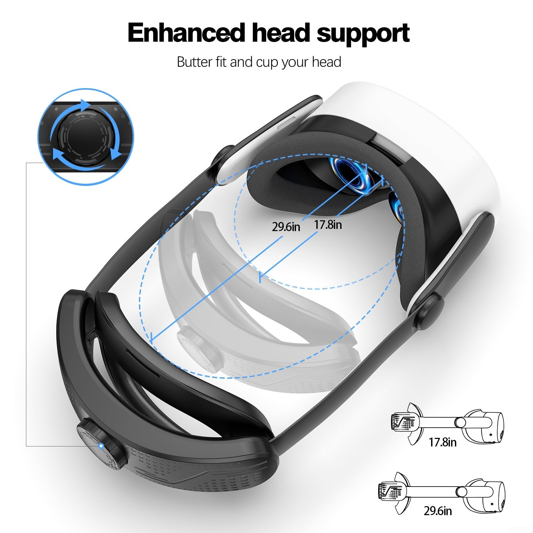 Sangle de tête orientée confort pour utilisateurs Meta Quest3S VR réglable et fiable (blanc)