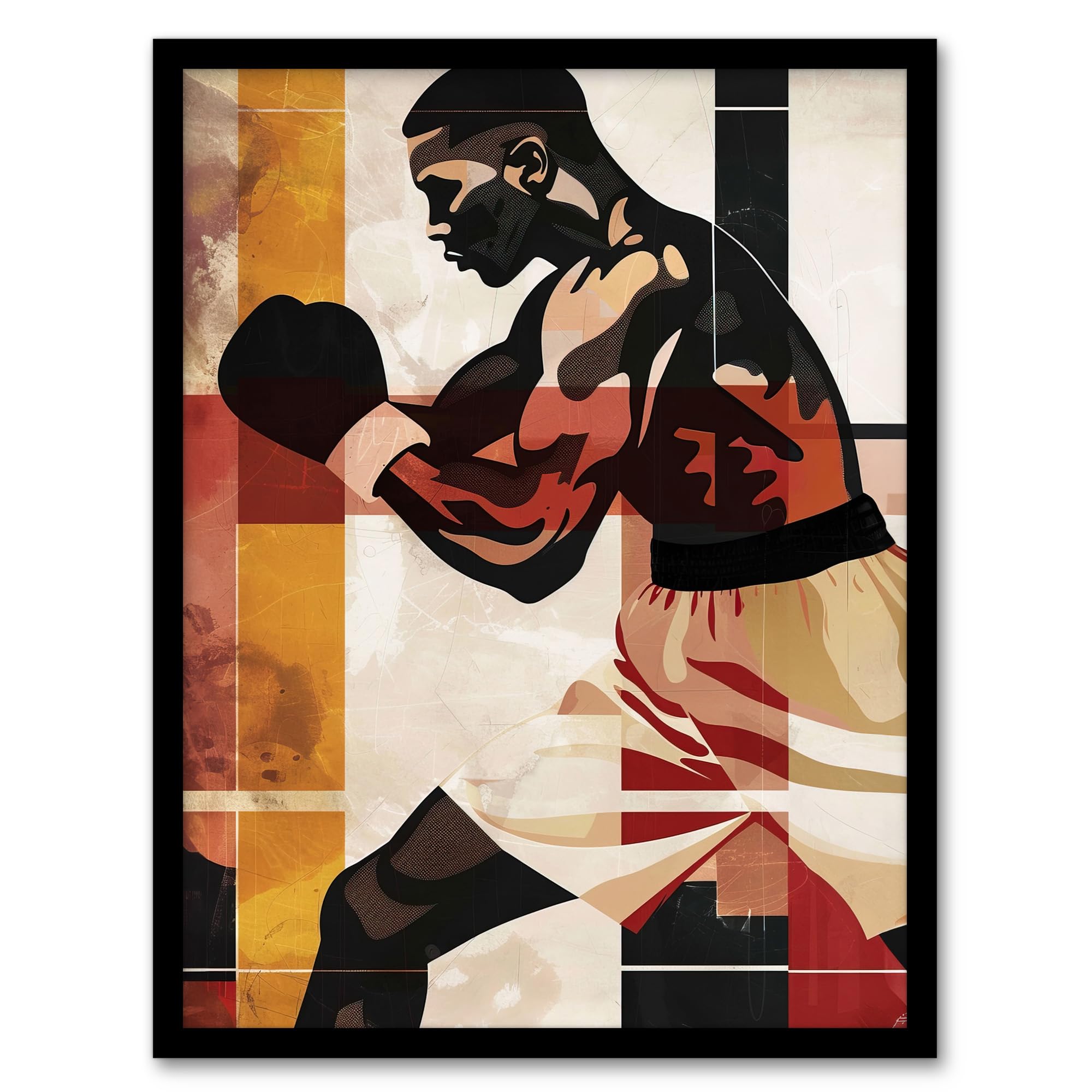 Artery8 Boxer Pop Art Portrait Fighter Boxing Design Living Room Artwork Framed Wall Art Print 18X24 Inch
