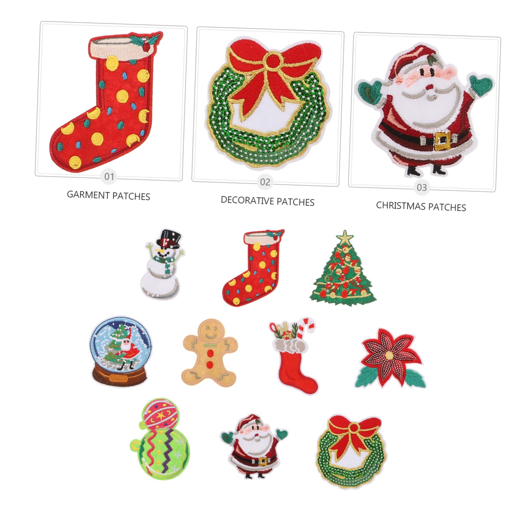 Tofficu 6 Ensembles Écusson De Noël Couture Accessoires Tissu Trousses Fil De Broderie Brodé Patch De Vêtements De Bricolage Patch De Broderie Coudre Un Polyester 10 Pièces * 6