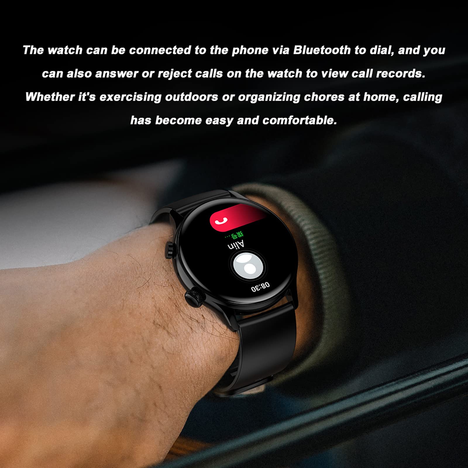 Inteligentny Zegarek Do Połączeń Bluetooth, Duży Ekran AMOLED O Przekątnej 1,36 Cala, Odtwarzanie Muzyki, 5 Interfejsów Menu, Stan Fizyczny, Monitorowanie Snu, Wodoodporność IP68