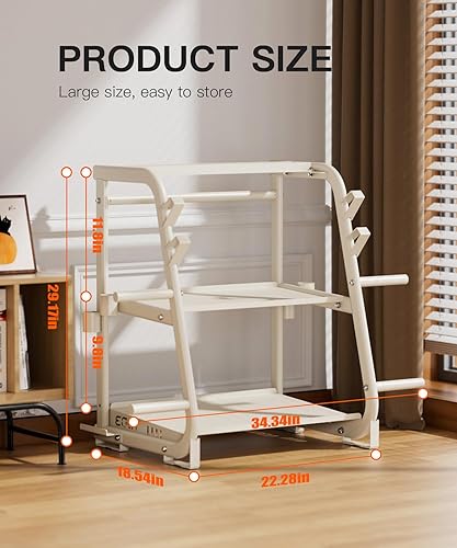 Miniatura 7 de Soporte para mancuernas de 3 niveles, organizador de almacenamiento de peso resistente de 700 libras con tubo de acero grueso, soporte de peso