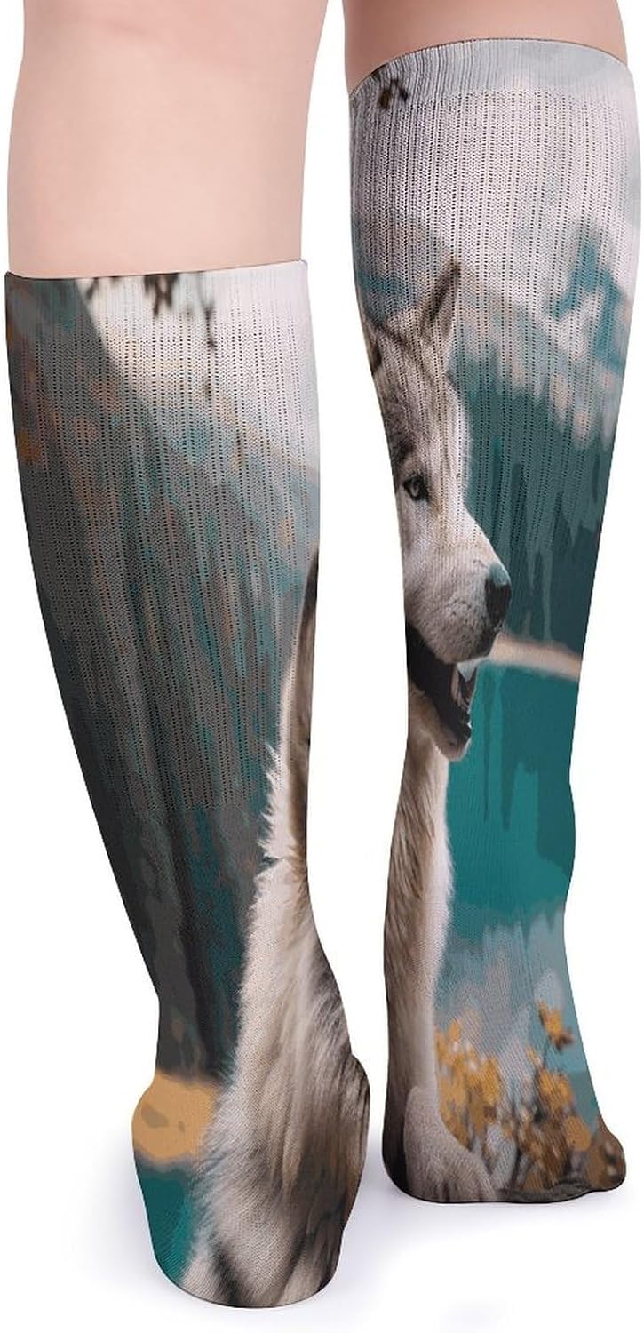 Fun Animal Wolf Stocking - Cute Casual Long Athletic,Crew Sock for Men Women,Running Socks Soft Breathable for Gift