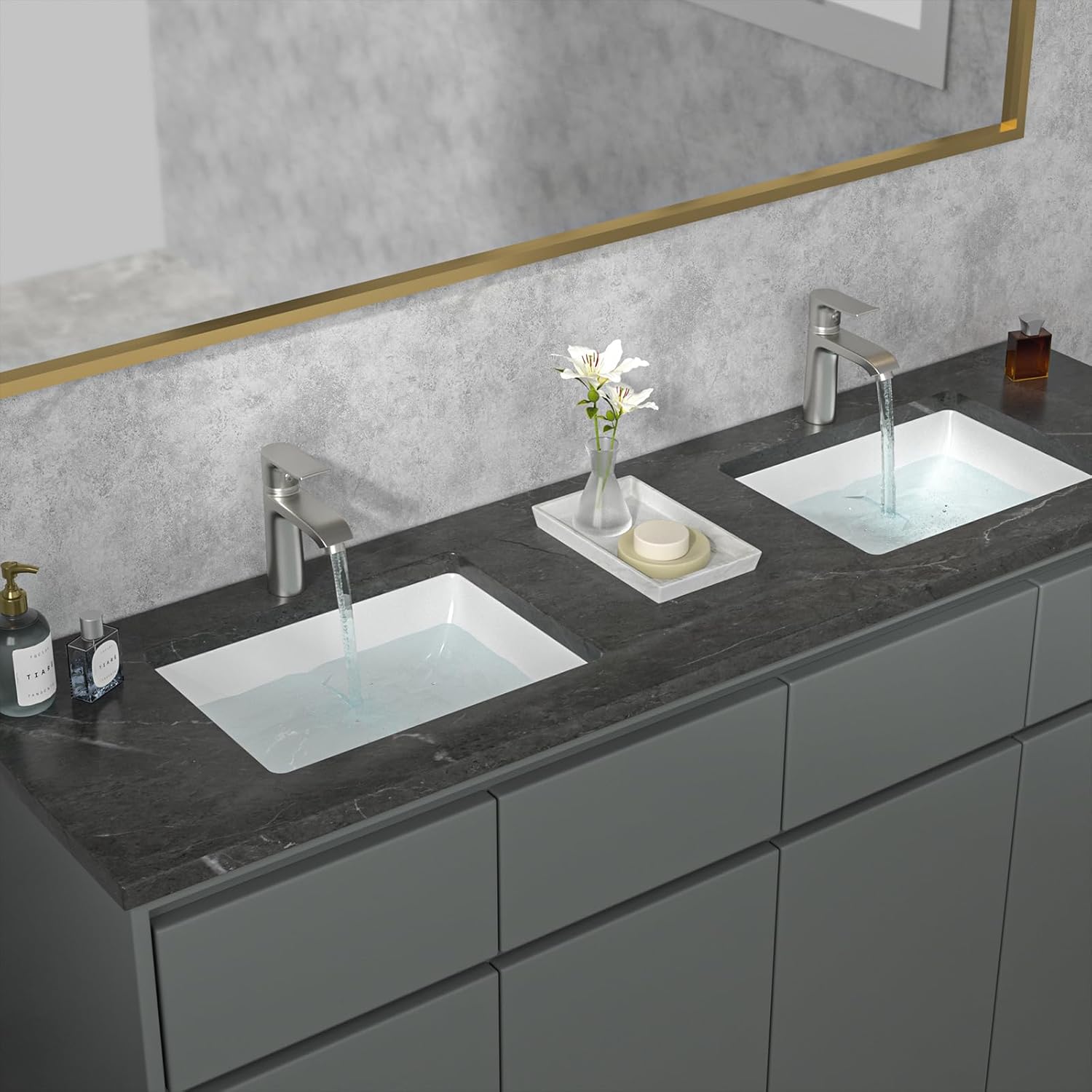 Sarlai Undermount Rectangular Vessel Sink - 18 x 14 inch Modern White Ceramic, Vanity Sink Art Basin with Overflow, Interior 16.25"x11.8"x6.5"