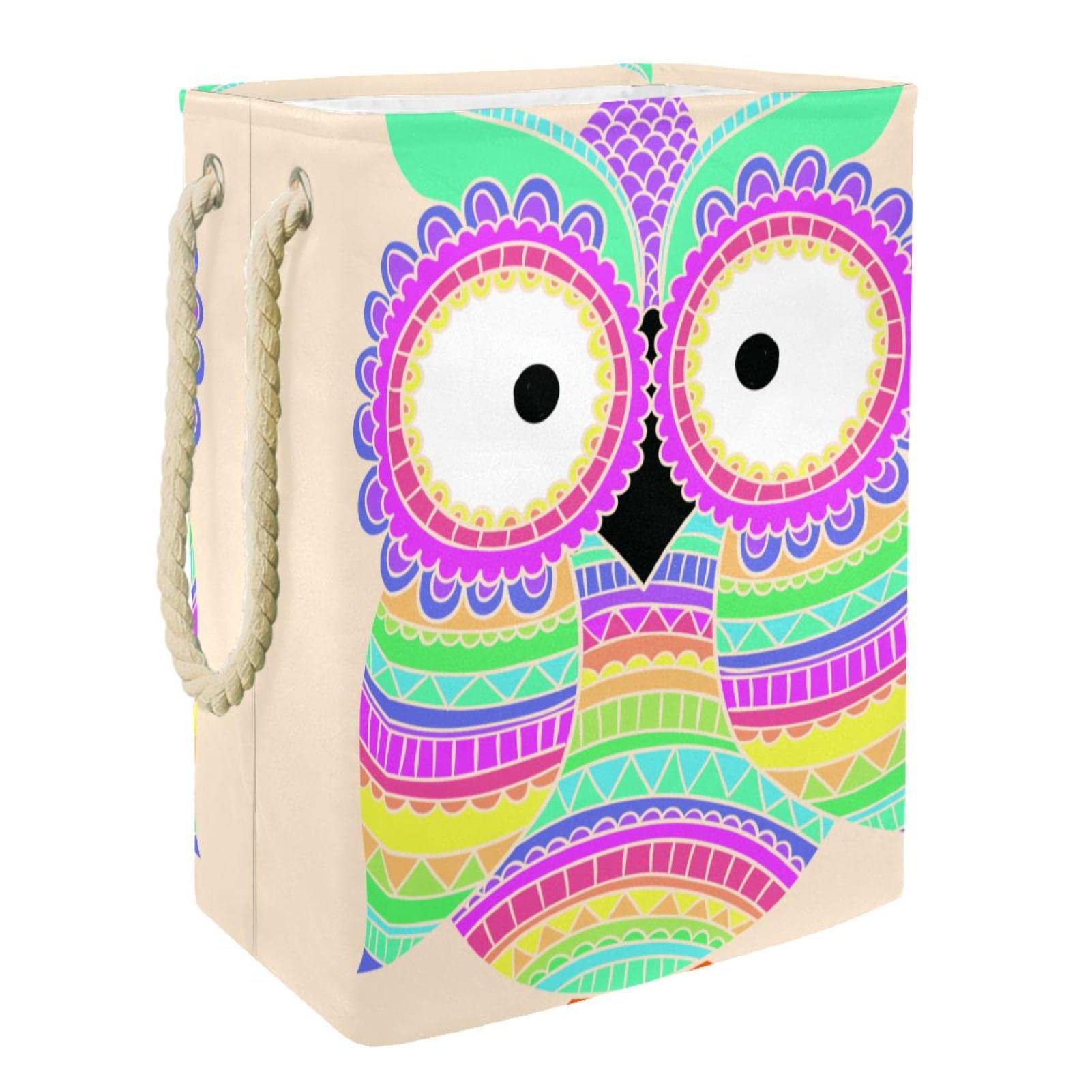 Panier à linge sale grand format et bac de rangement pliable à motif hibou