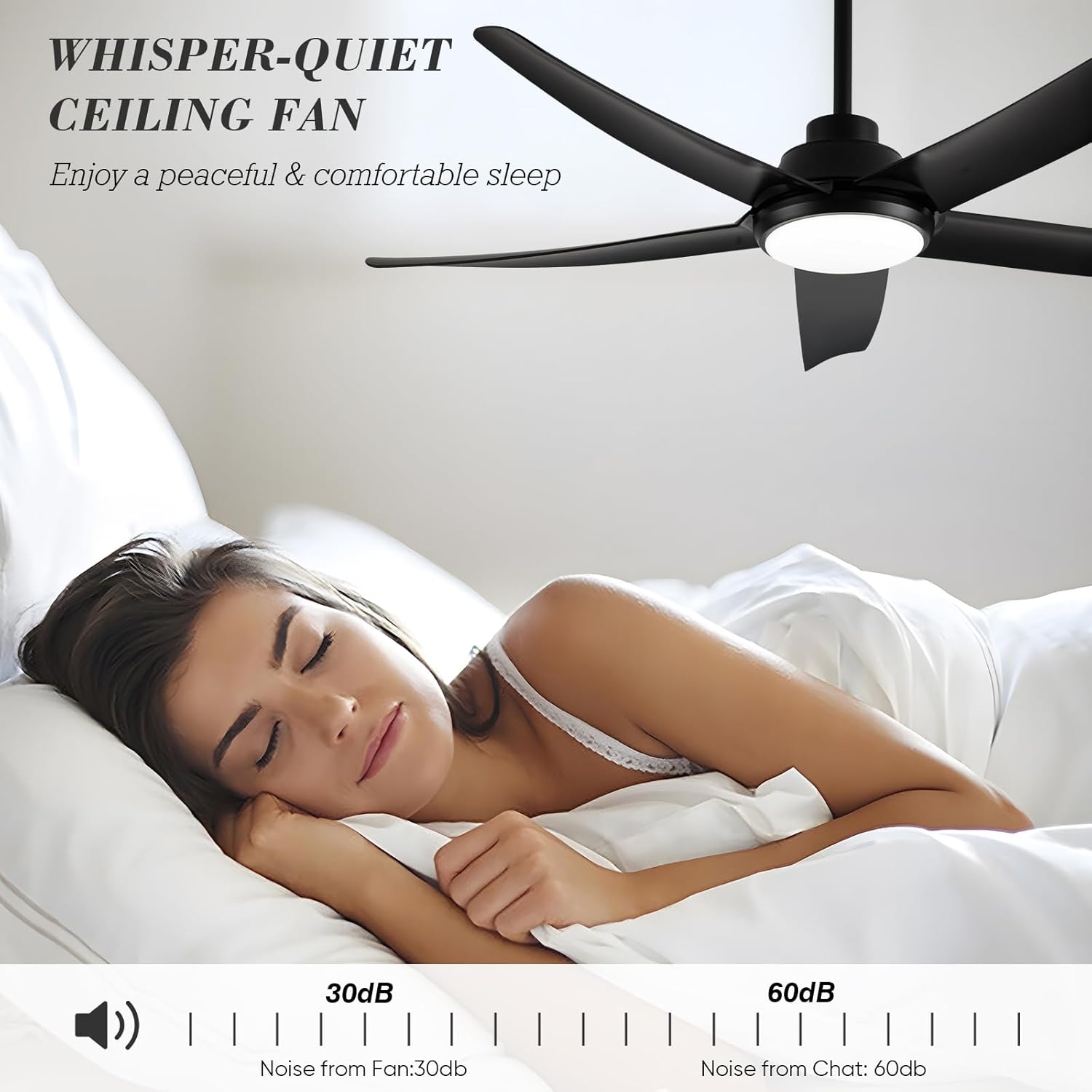 54 Inch Outdoor Ceiling Fans for Patios with Light Remote Control - Modern Black Ceiling Fan with Quiet Reversible DC Motor, Damp-rated Indoor Exterior Ceiling Fan for Porch Gazebo Bedroom, 8252 CFM