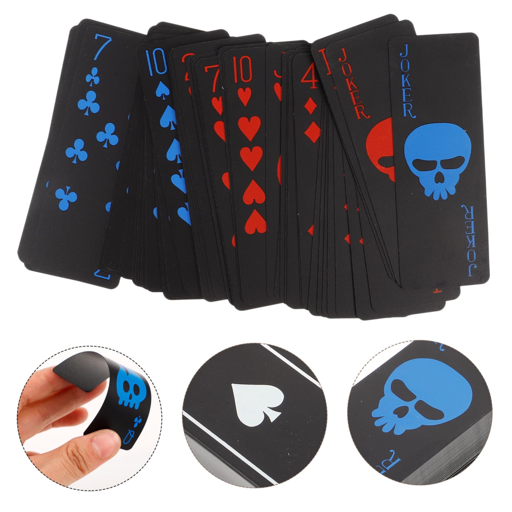 Cartes De Poker À Thème Tête De Mort en PVC Noir Robustes Et Élégantes Idéales pour Les Fêtes Les Jeux De Billard Et Les Rassemblements Sociaux