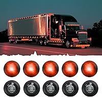 Vista 18 de juego de 10 luces LED selladas impermeables ámbar de 3/4" mini redondas, luces indicadoras delanteras, traseras y laterales, luces de gálibo