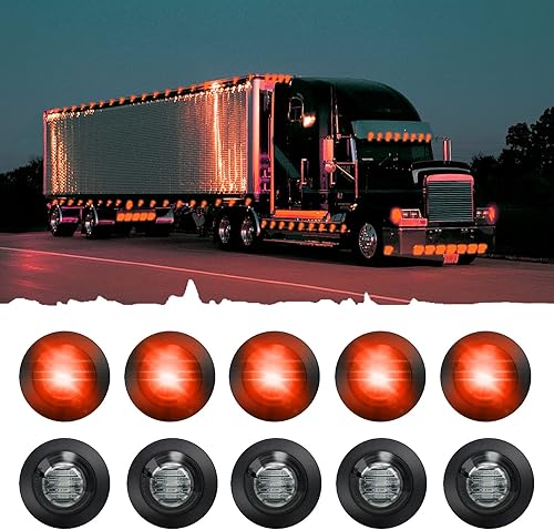 FABOOD F 10 unidades selladas impermeables color rojo ahumado de 34 pulgadas mini redondo distancia LED delantero trasero indicador lateral bala