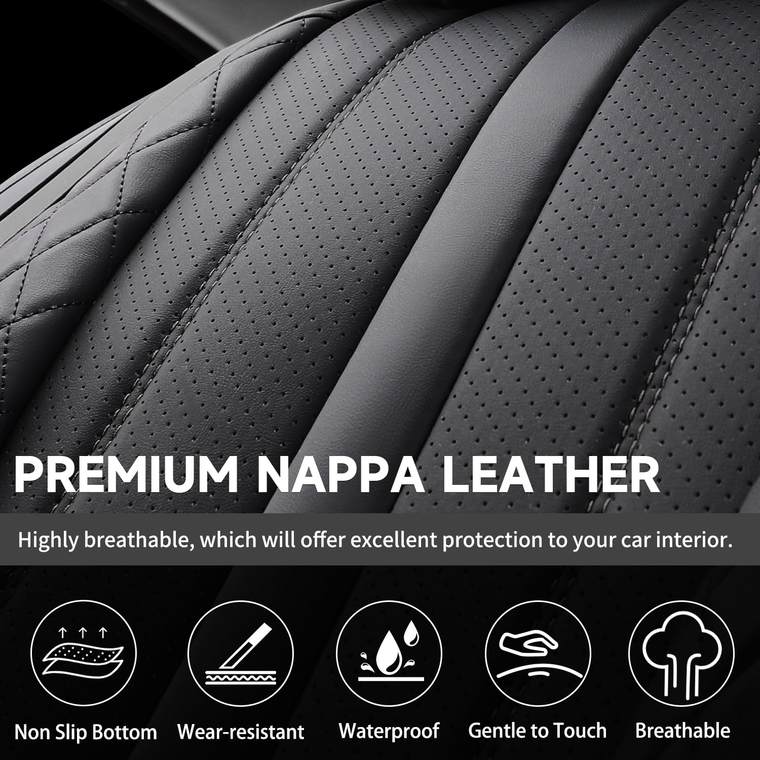 Car Seat Covers for Toyota Corolla Cross 2021-2025 Waterproof Nappa Leather Seat Covers Full Set Breathable Comfortable Automotive — view 8