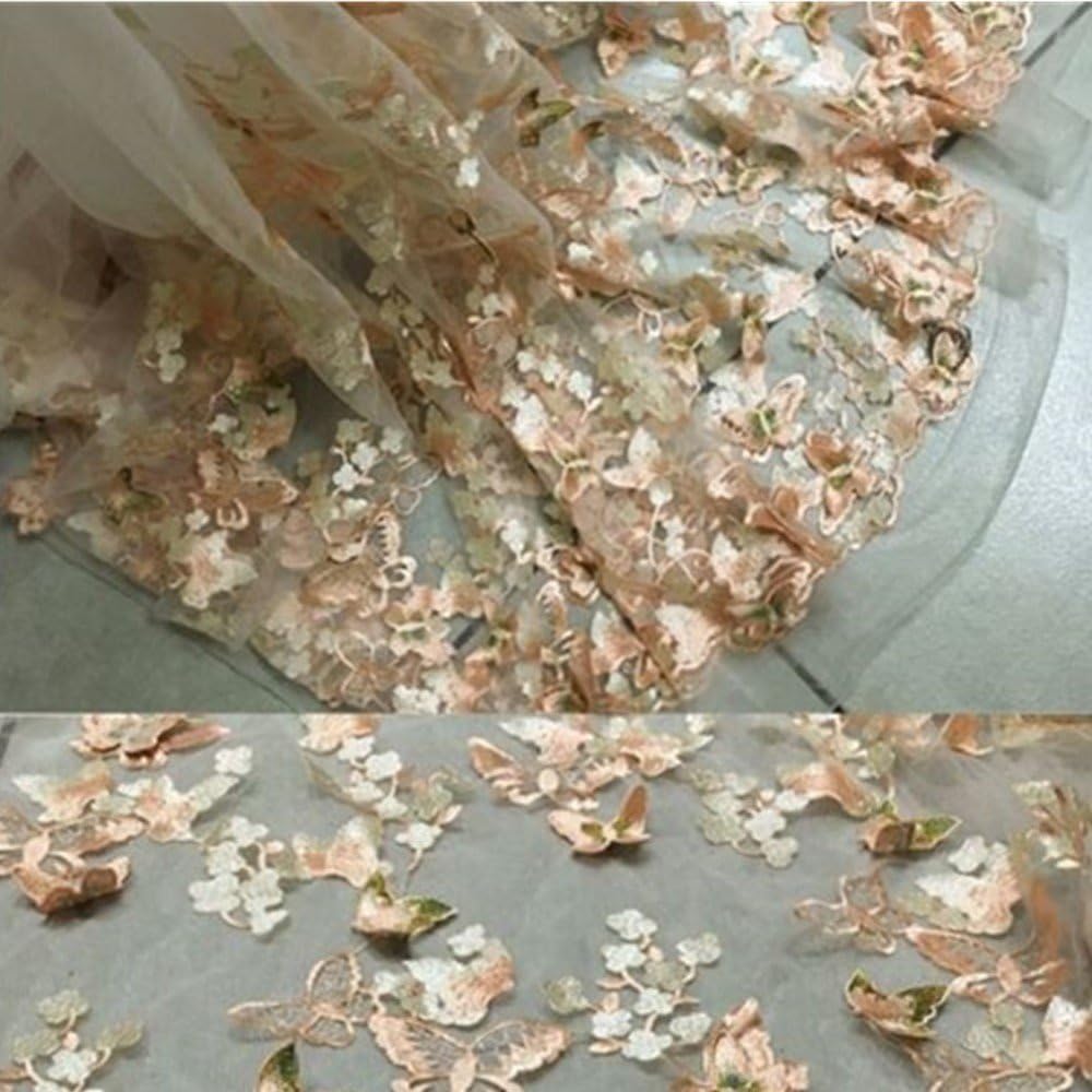 Download Amazon Com 3d Butterfly Embroidery Tulle Lace Fabric Wedding Party Dress 59 Wide By Metre