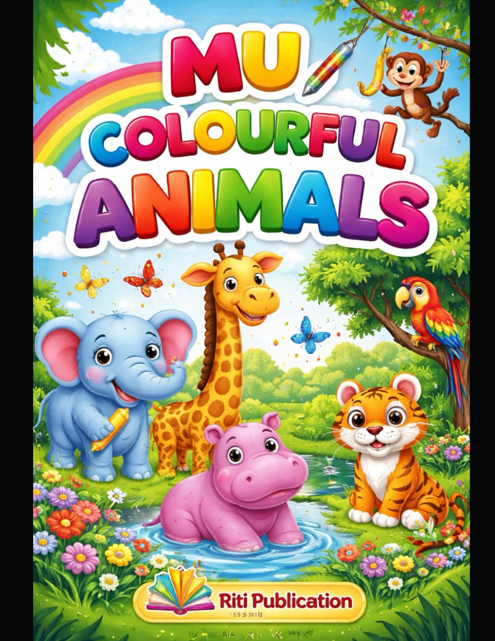 Mu colourful animals: Simple and fun colouring pages for toddlers &young kids