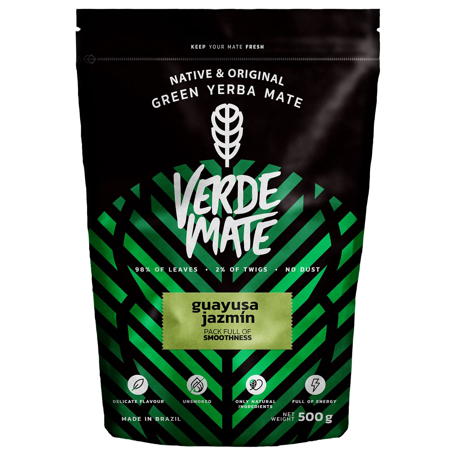 Mate Tee Verde Mate Set 1,5kg - Brasilien Yerba Mate - 5mm Grobe Blätter - Luftgetrocknet, Staubarm - Guarana, Sarsaparilla und Guayusa - Natürlicher Wachmacher - Ideal für Einsteiger - Mild - 3x500g
