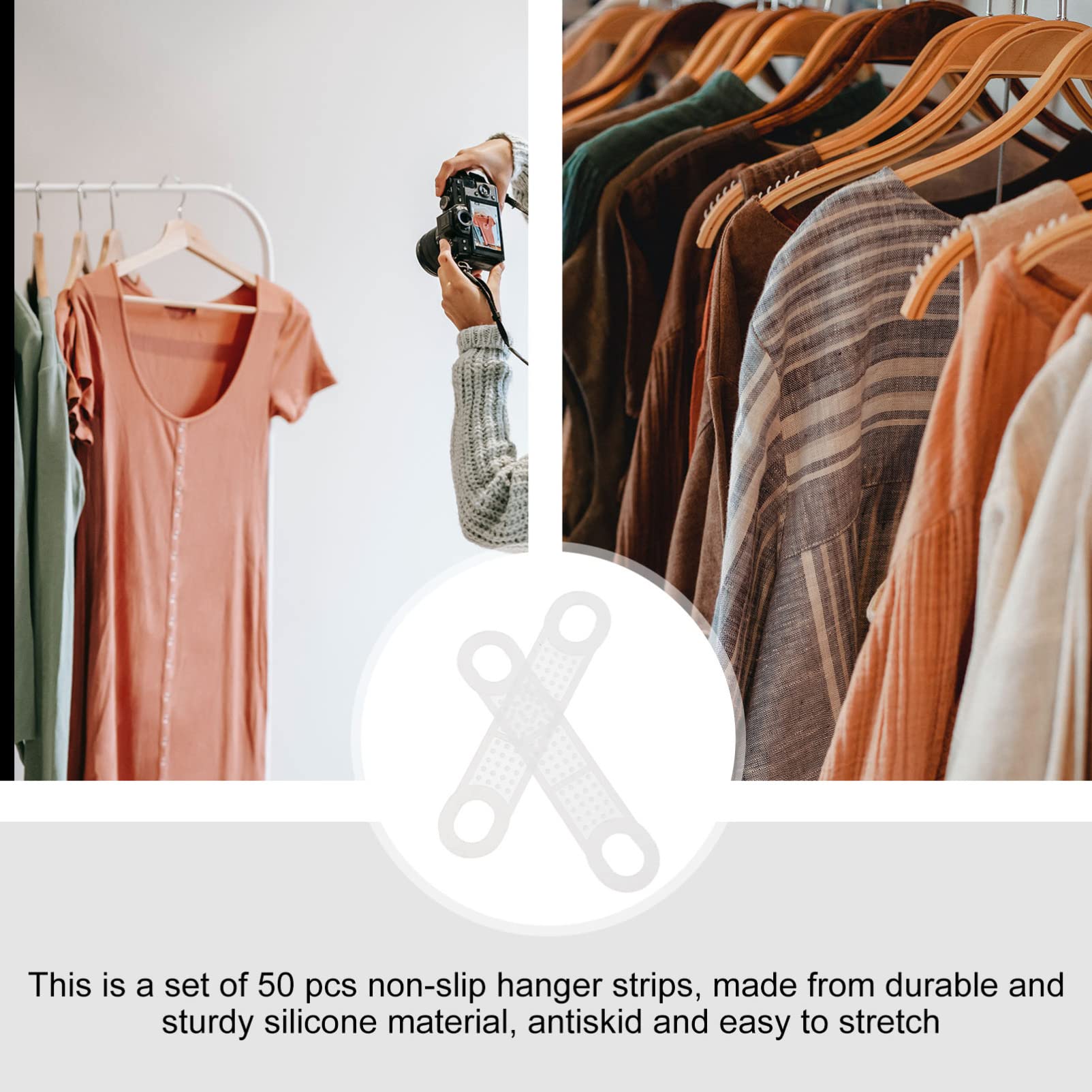 50piezas Tiras Adhesivas Antideslizantes De Silicona Transparentes para Perchas Accesorios para Armario para Ropa Delicada Y Vestidos