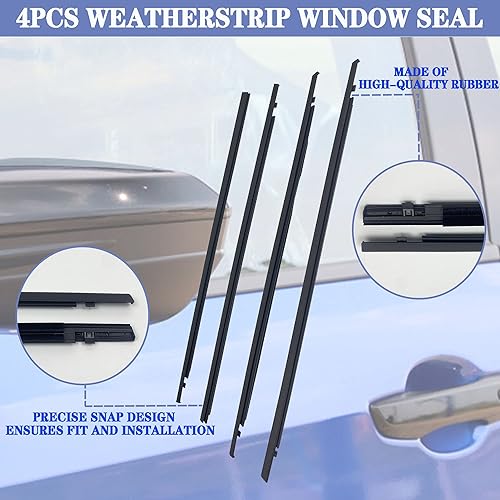 Miniatura 2 de 4 sellos de ventana compatibles con Honda Civic de 4 puertas Sedan 2016 2017 2018 2019 2020 2021 sustituye a 72450-TEA-T01 72410-TEA-T01