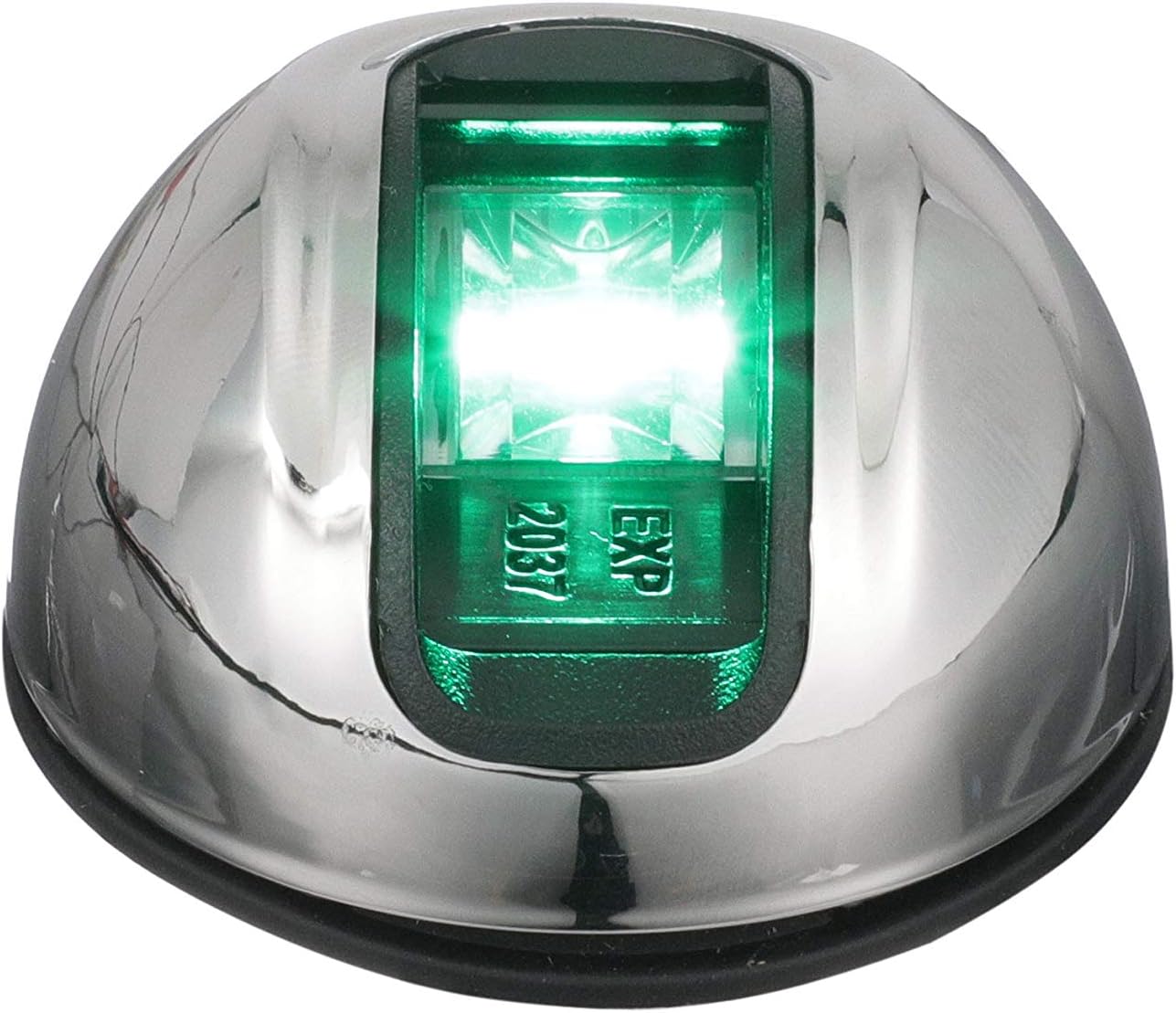 Attwood NV3012SSG-7 LightArmor™ 2-Mile Vertical Surface Mount Navigation Light, Green LED Lighting, Round Stainless Housing