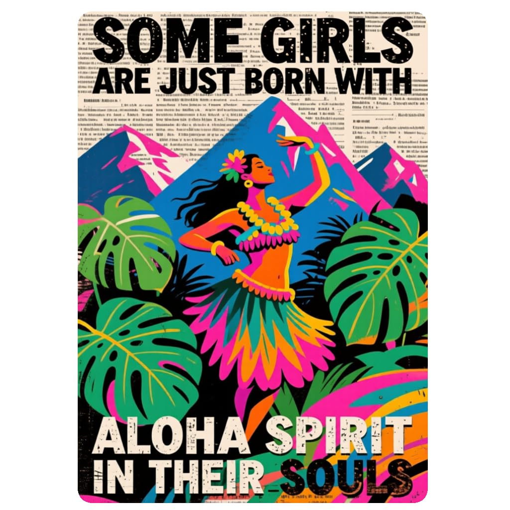 Aloha Spirit Hawaiian Vintage Tin Sign, 8x12 Inch Decor