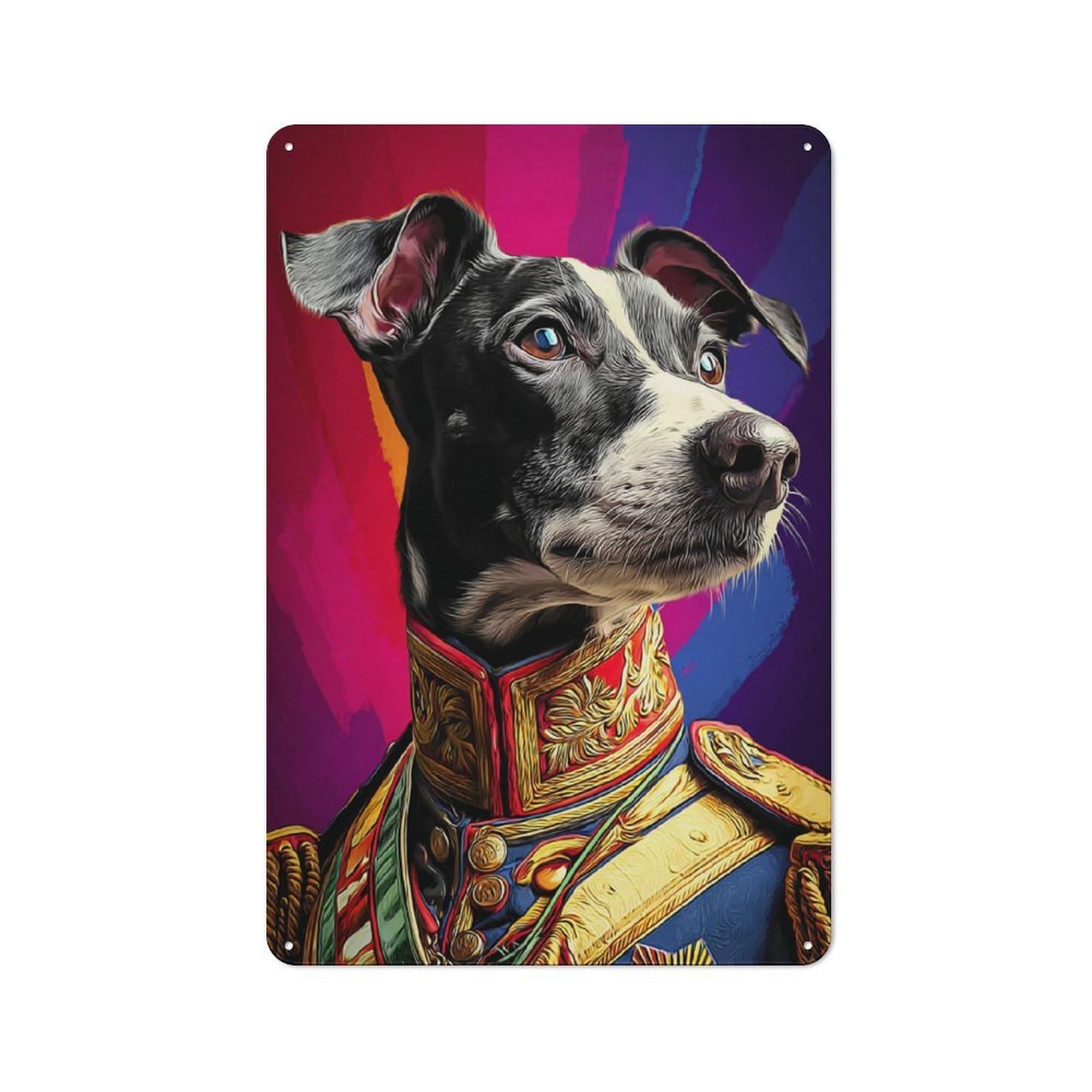 Junmoney Regal Canine Portrait -2 Creative Metal Wall Decor 30X20cm, Metal Desk Wall Sign For Hobby Room, Office, Lounge Or Living Room