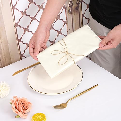 Miniatura 9 de Paquete de 72 servilletas cuadradas de tela de satén de 20 x 20 pulgadas, servilletas lavables y reutilizables, servilletas de mesa de tela suave