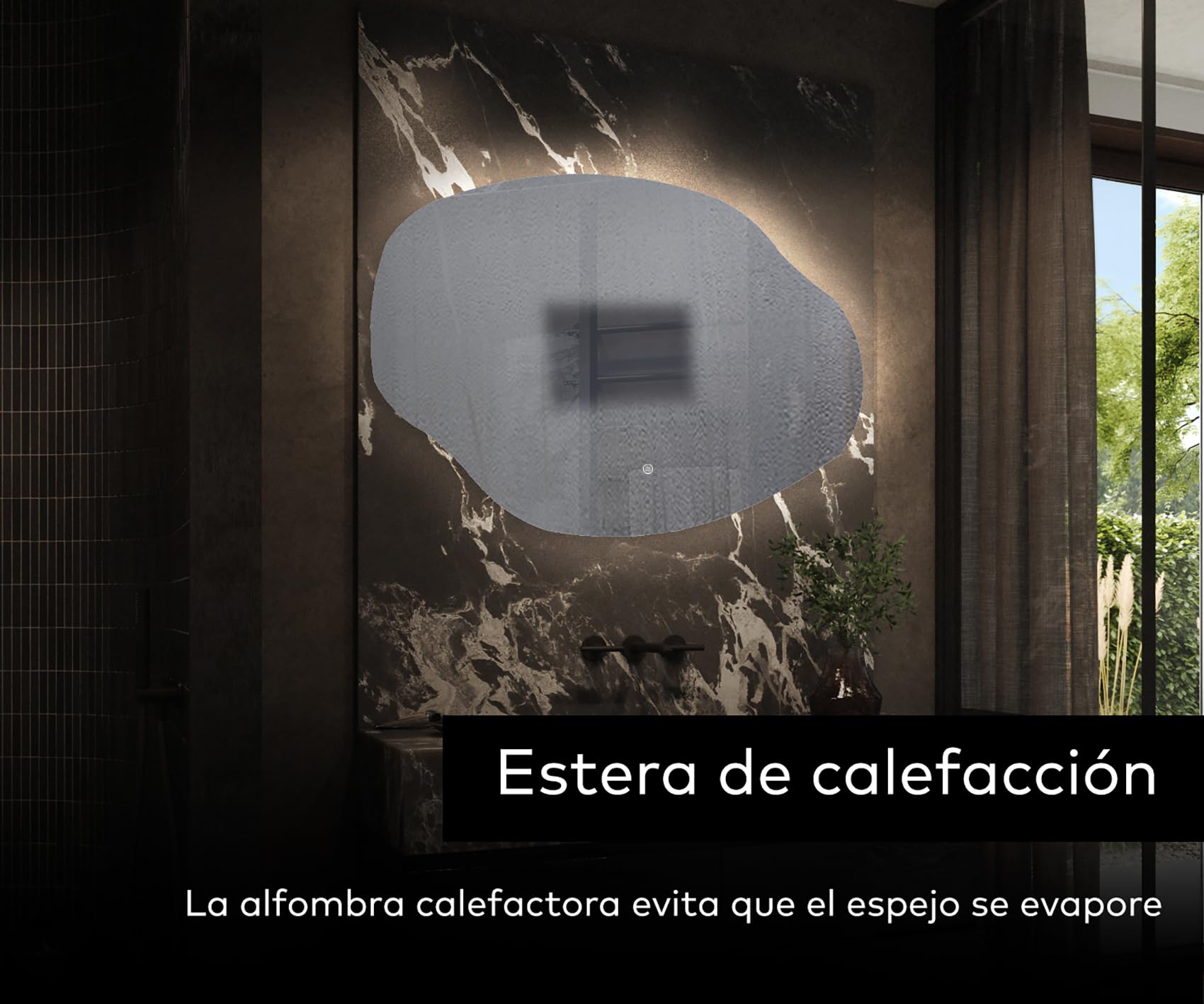 A ARTFORMA Espejos de Pared Decorativos con LED a Medida con Luces 74x54 cm | Espejo de Baño con Iluminación luz LED con Accesorios | Diferentes tamaños | OBK221